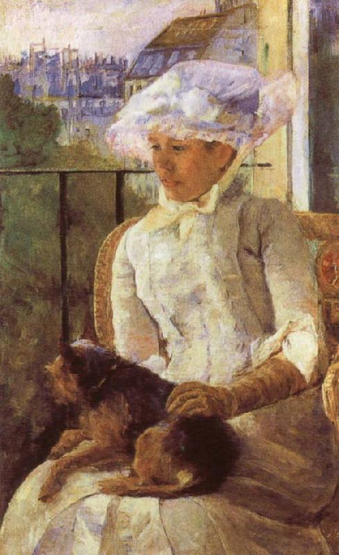 Mary Cassatt Susan on a Balcony Holding a Dog oil painting picture